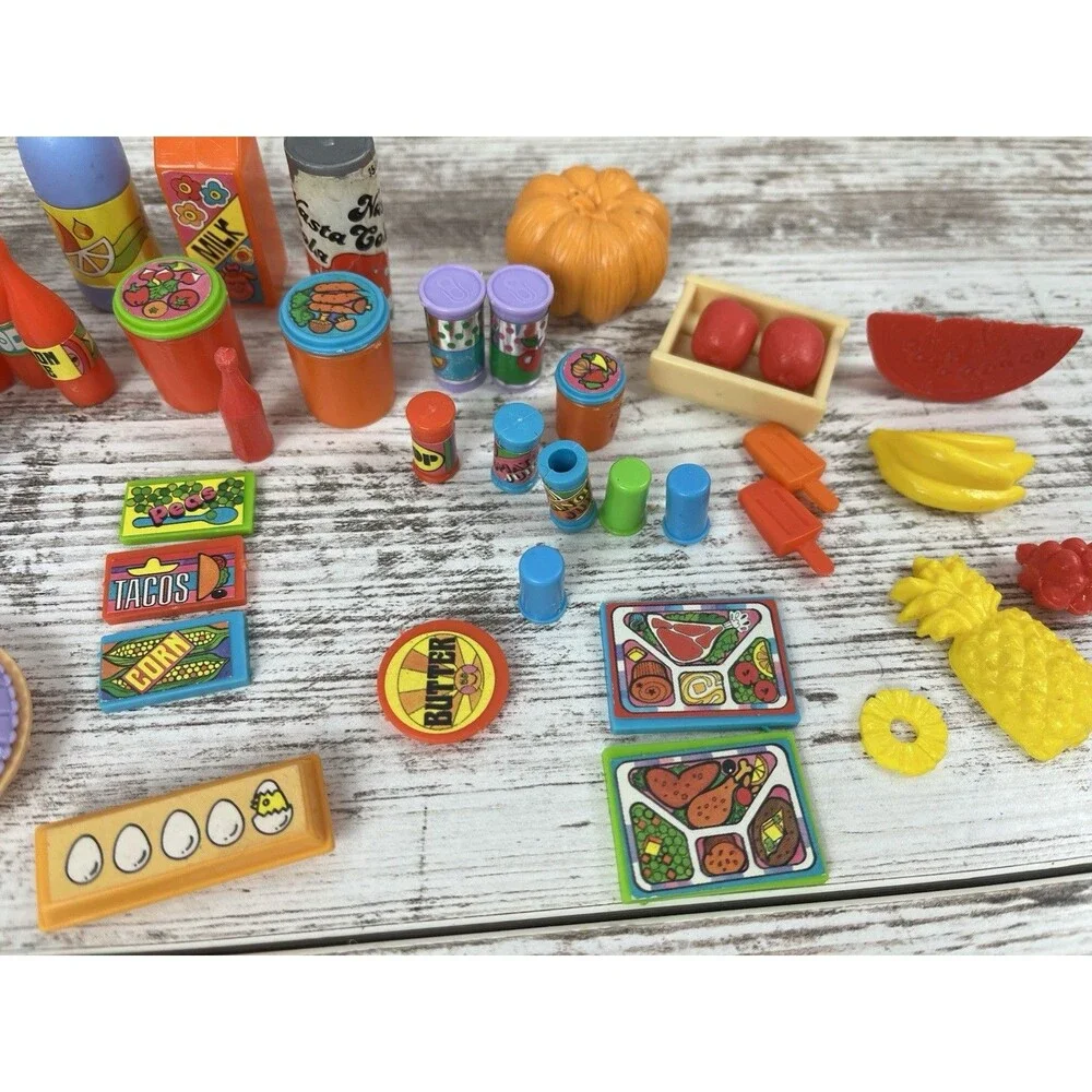 30+ VTG 70s Barbie Dream House Food & Bottles Accessories pop Milk TV Dinner